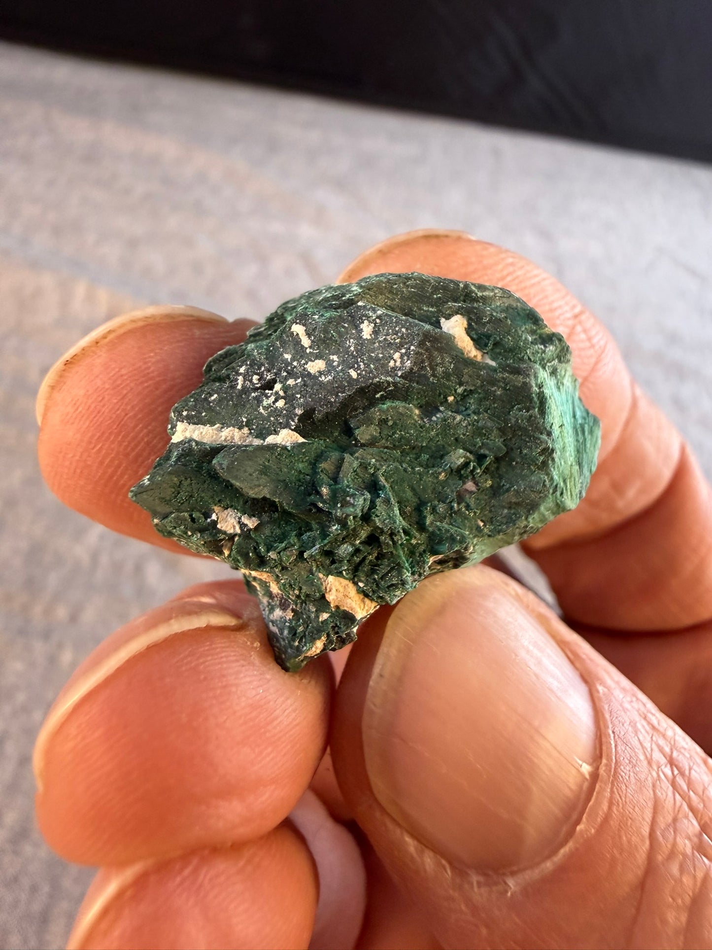 Chatoyant Malachite after Tabby Azurite Mexico #004