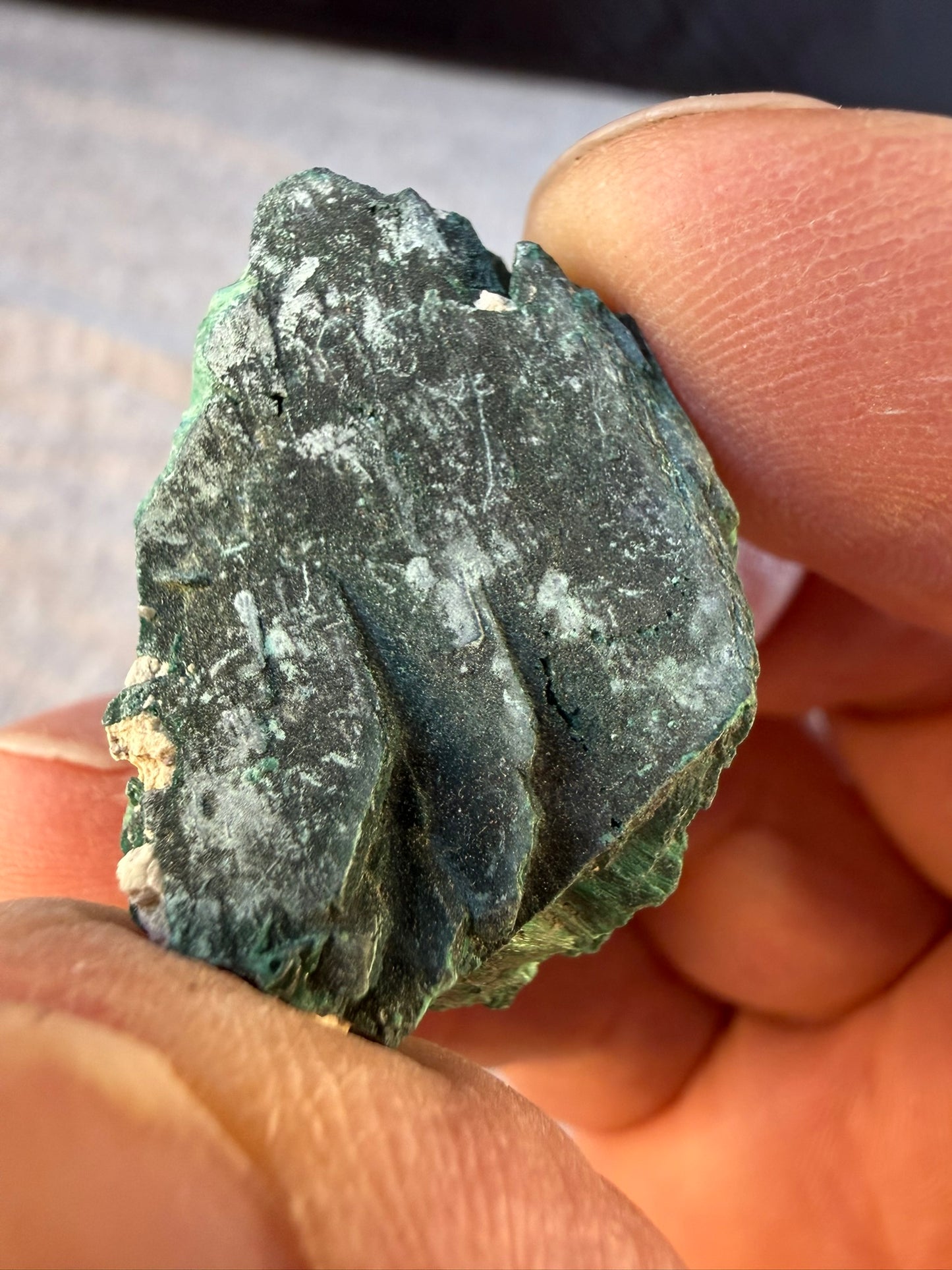 Chatoyant Malachite after Tabby Azurite Mexico #004