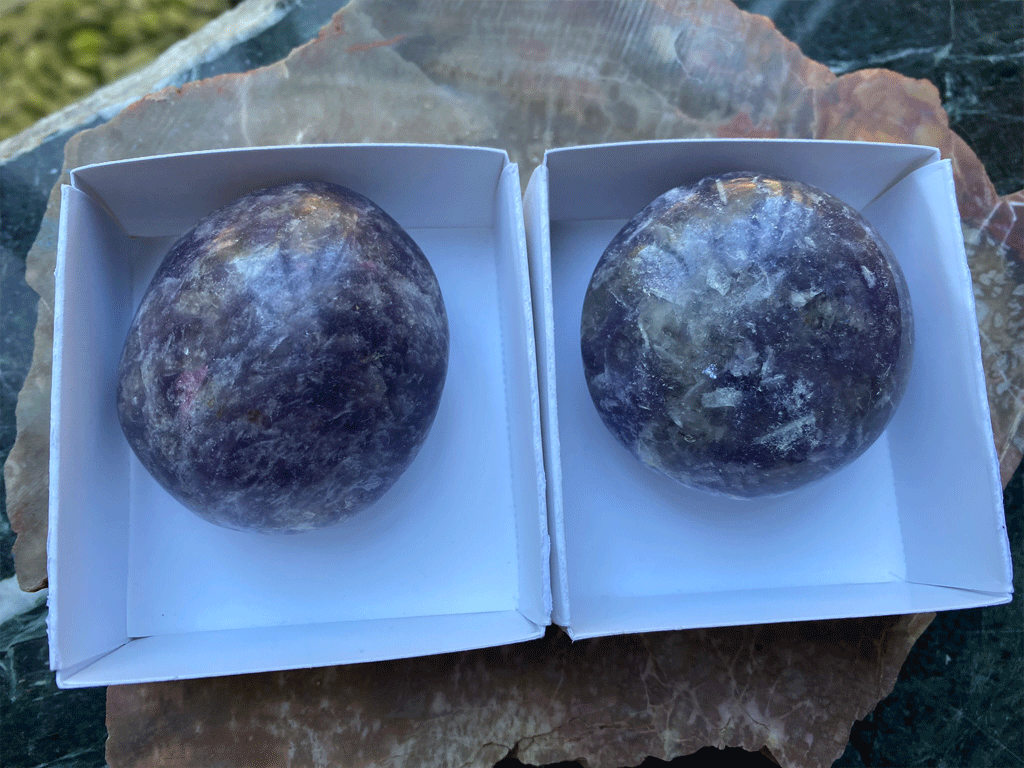 Lepidolite Palm Stones - Pair 001