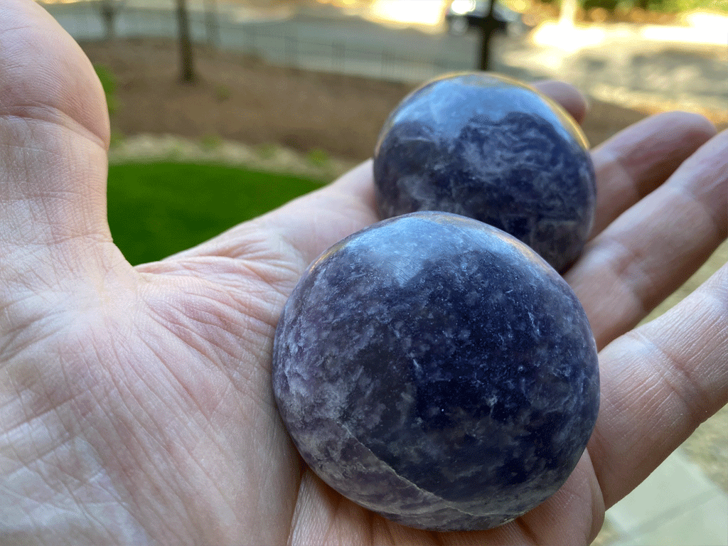 Lepidolite Palm Stones - Pair 001