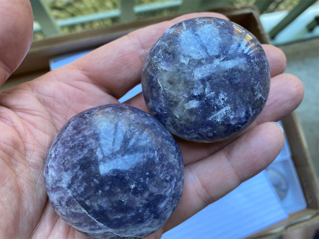 Lepidolite Palm Stones - Pair 001