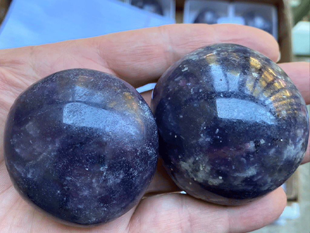 Lepidolite Palm Stones - Pair 002