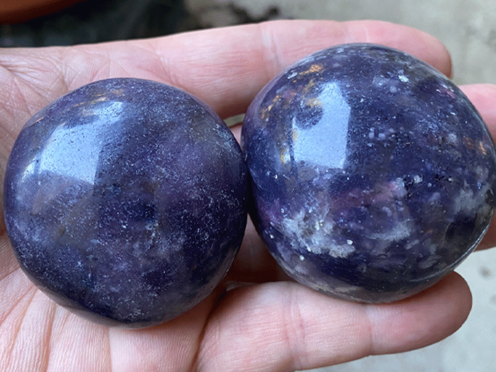 Lepidolite Palm Stones - Pair 002