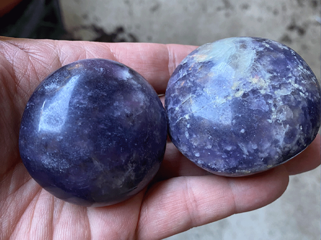 Lepidolite Palm Stones - Pair 002