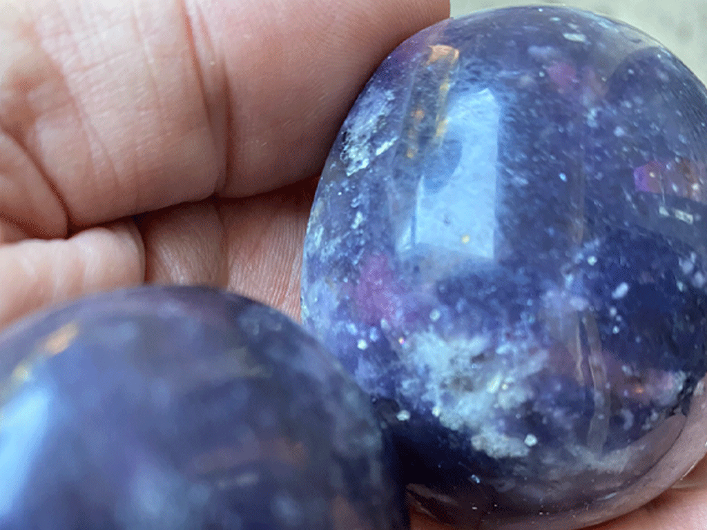 Lepidolite Palm Stones - Pair 002