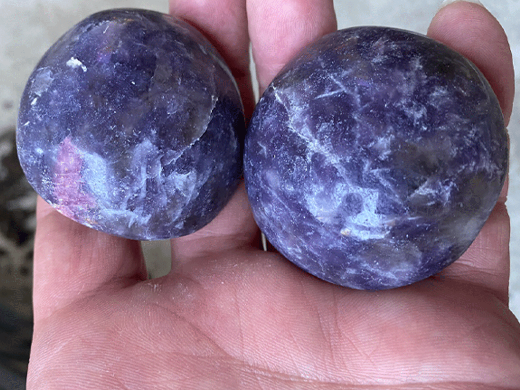 Lepidolite Palm Stones - Pair 003