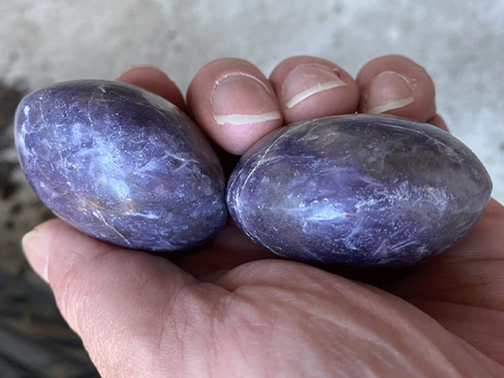 Lepidolite Palm Stones - Pair 003