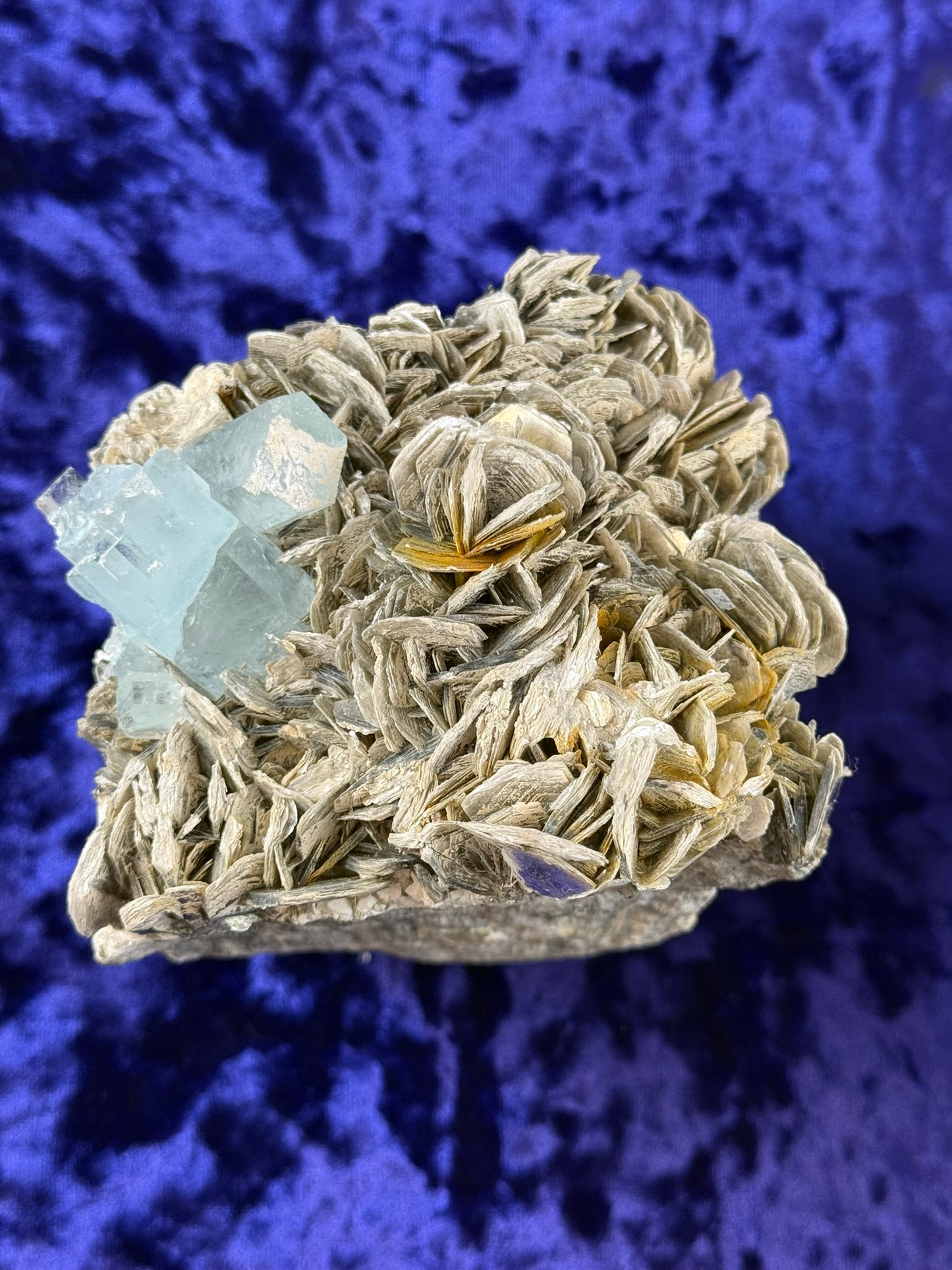 Aquamarine on Muscovite on Granite #001