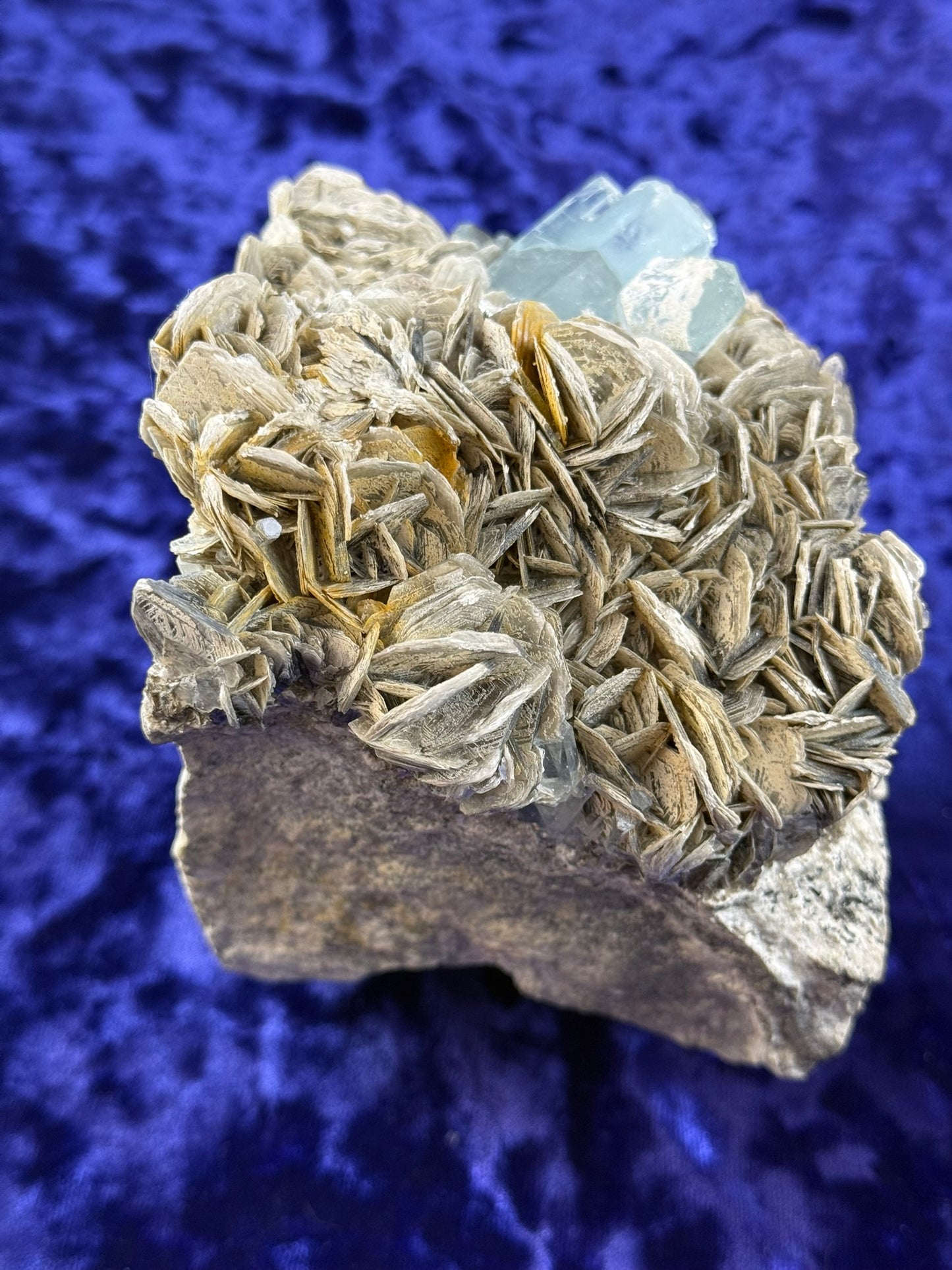Aquamarine on Muscovite on Granite #001