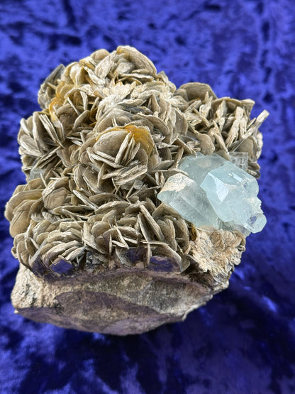 Aquamarine on Muscovite on Granite #001