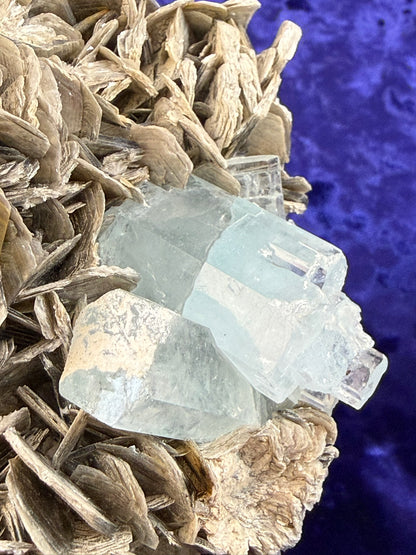 Aquamarine on Muscovite on Granite #001