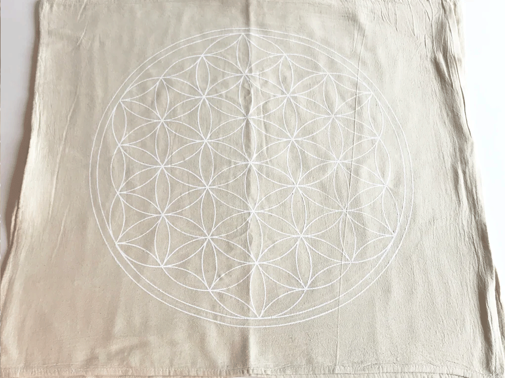 XL FLOWER OF LIFE - WHITE INK - CRYSTAL GRID CLOTH