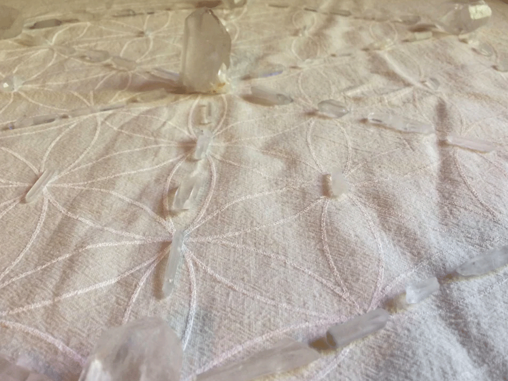 XL FLOWER OF LIFE - WHITE INK - CRYSTAL GRID CLOTH