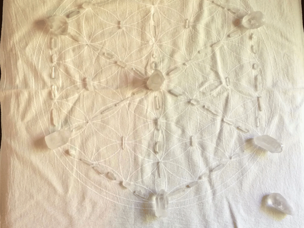 XL FLOWER OF LIFE - WHITE INK - CRYSTAL GRID CLOTH