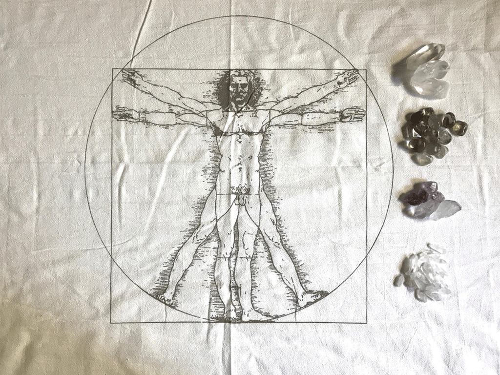 XL VIRTRUVIAN MAN --- CRYSTAL GRID CLOTH