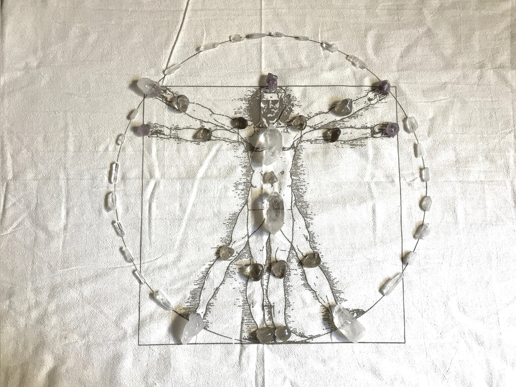 XL VIRTRUVIAN MAN --- CRYSTAL GRID CLOTH